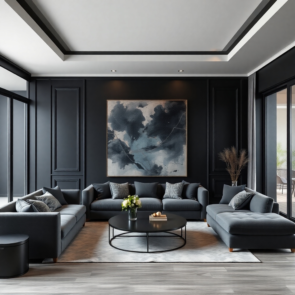 black and grey living room ideas
black accent wall living room